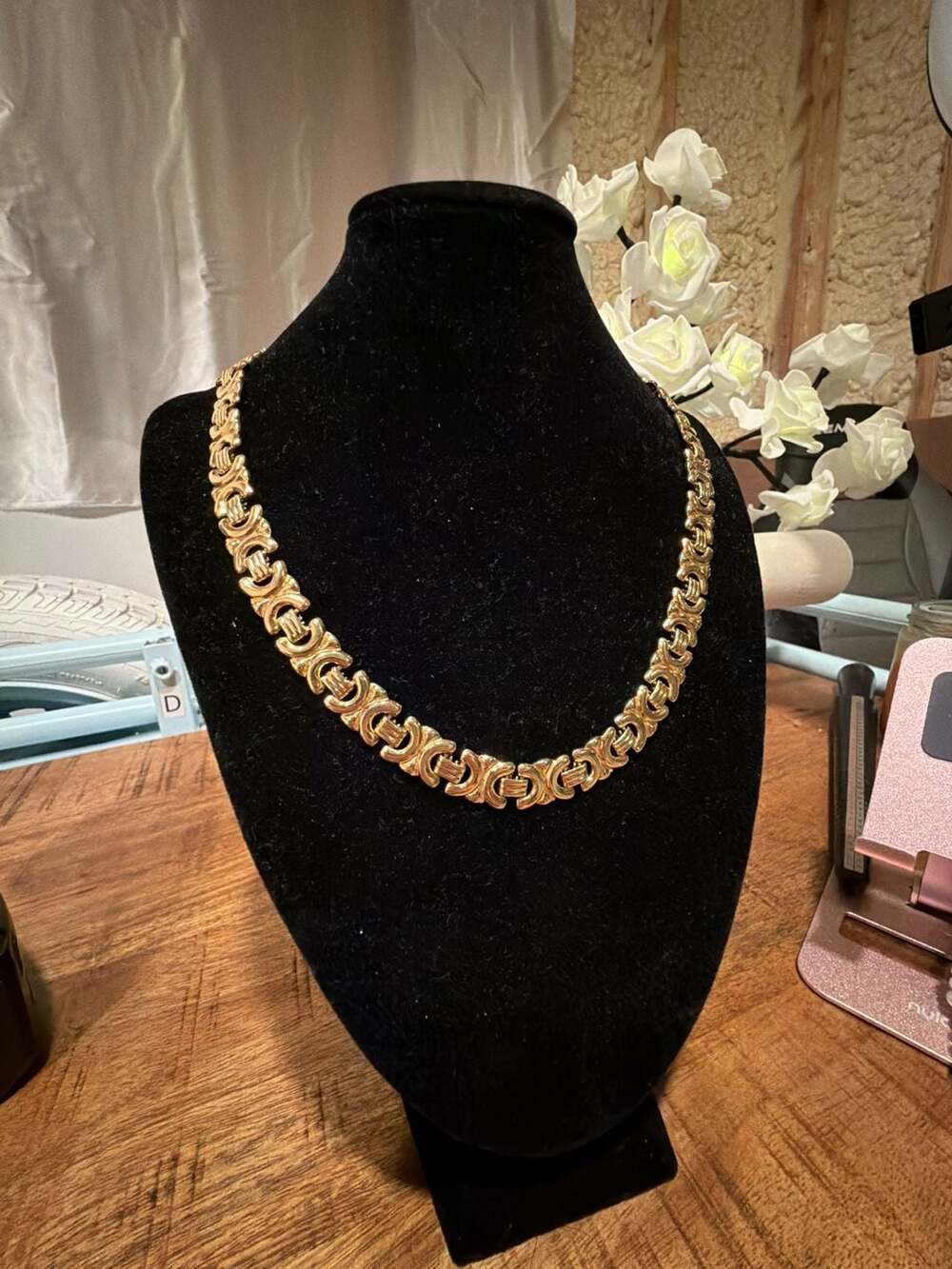 Vintage Gold Tone Heavy Statement Link Chain Necklace